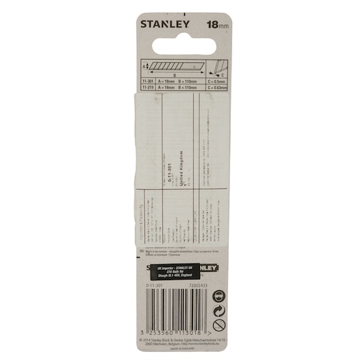 STANLEY SUSTALI MAKET BIÇAĞI YEDEĞİ 110 X 18 MM - 10X1 Paket