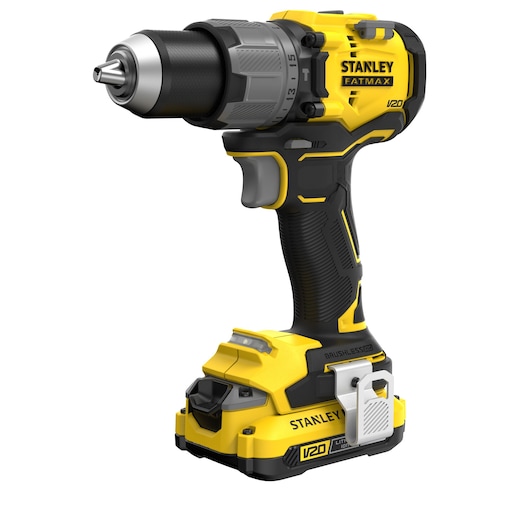 18V STANLEY® FATMAX® V20 Brushless Hammer Drill Driver with 2 x 2.0Ah Lithium Ion Batteries and Kit Box 