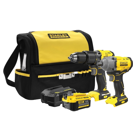18V STANLEY® FATMAX® V20 2-Piece Cordless Brushless Combo Kit with 1 x 4.0Ah Lithium Ion Battery and Soft Bag