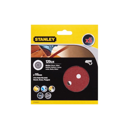 Stanley 120Kum 115mm Eksantrik Cırtlı Zımpara (5 adet)