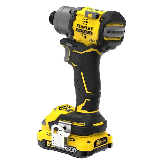 18V STANLEY® FATMAX® V20 Cordless Brushless 3-Speed Impact Driver with 2 x 2.0Ah Lithium Ion Batteries, Charger and Kit Box