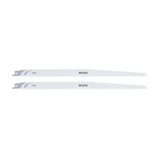 STANLEY STA21252-XJ wood reciprocating saw blades set, silver color, front angle on white background.