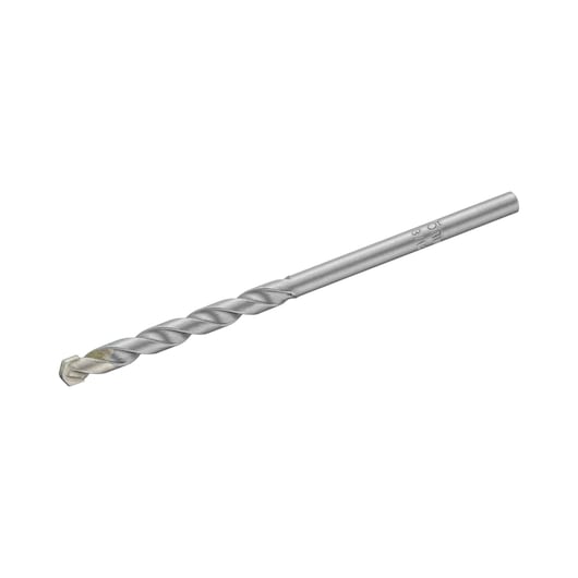 STANLEY STA53085-QZ masonry drill bit, silver finish, side angle, photography on white background.