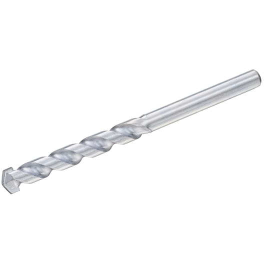 STANLEY STA53130 silver masonry drill bit, spiral design, side angle on white background.