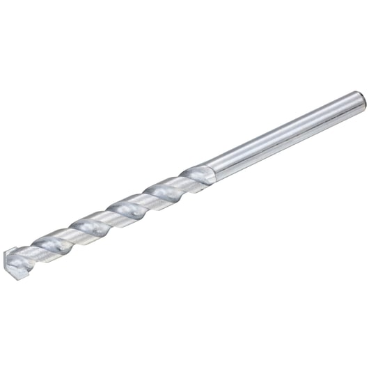 STANLEY STA53155 masonry drill bit, silver, photography on white background, side angle.