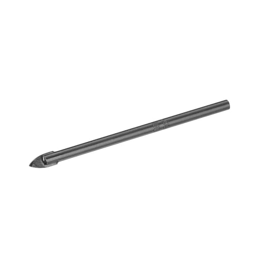 STANLEY STA53227 tile drill bit, gray metal, side angle, isolated on white background.