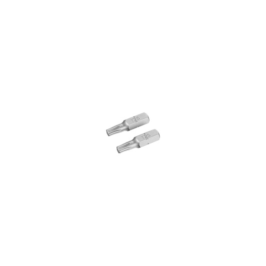 Photo of two STANLEY STA61063 silver Torx screwdriver bits, side view, on white background, hand tool accessory.